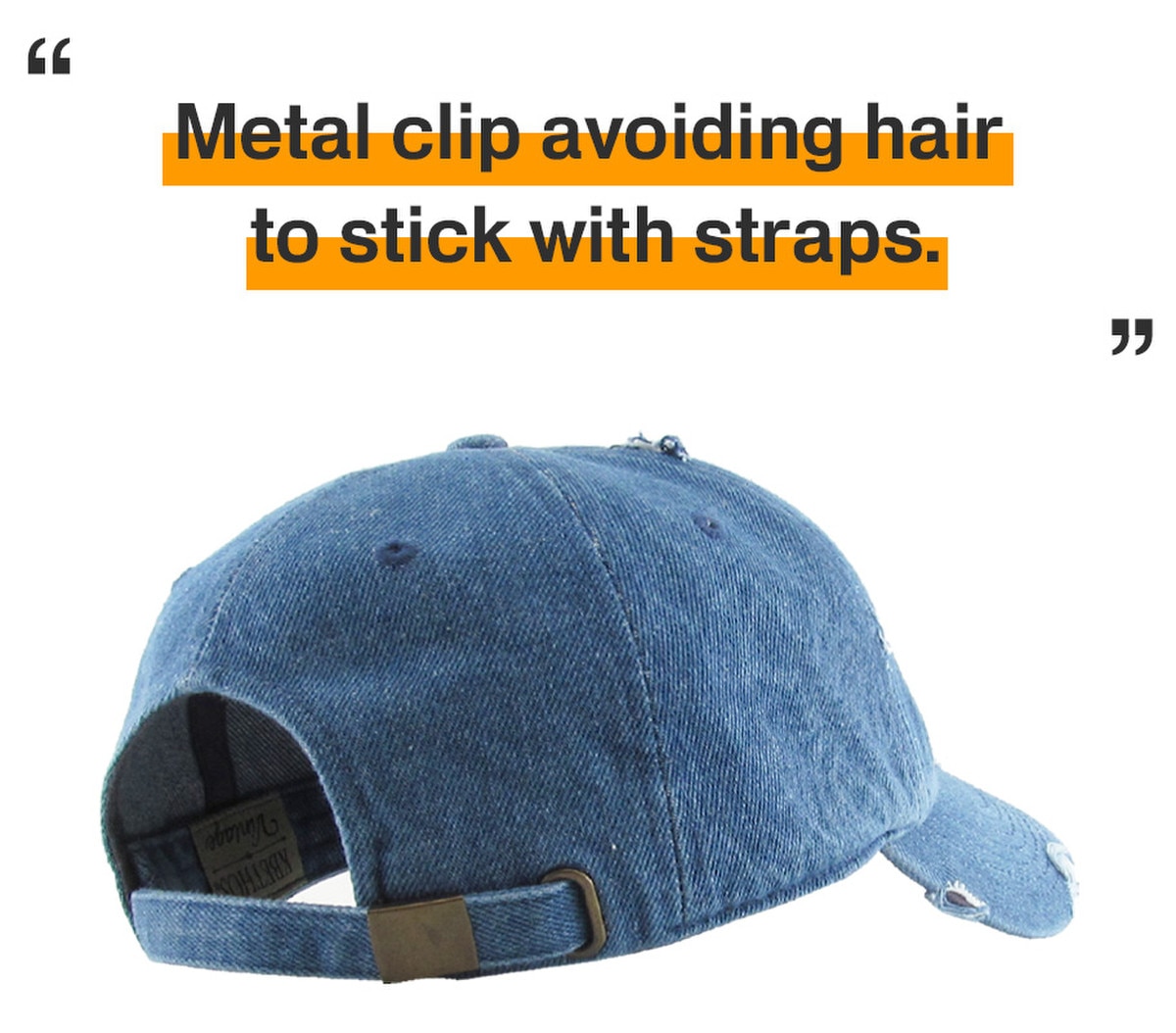 Medium Denim Distressed Vintage Baseball Cap Back Side View